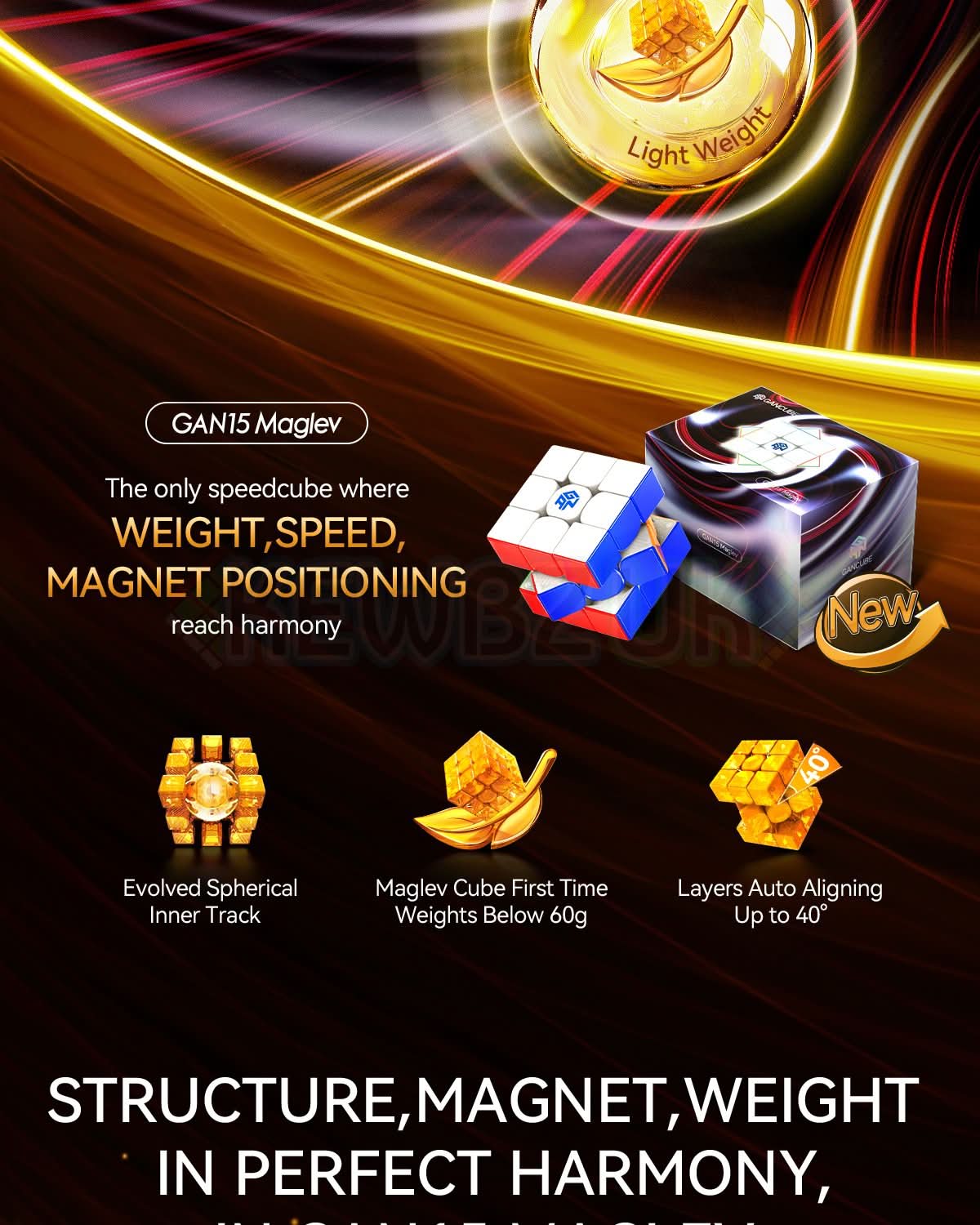 GAN 15 (Magnétique, Maglev, UV, Ball-Core)