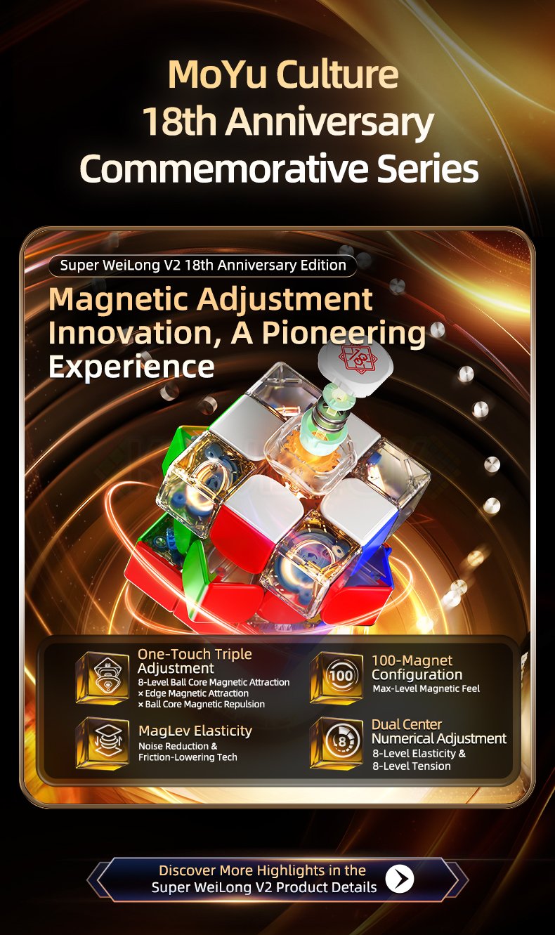 MoYu Super WeiLong V2 (18e anniversaire) (Magnétique, Maglev, UV, Ball-Core)